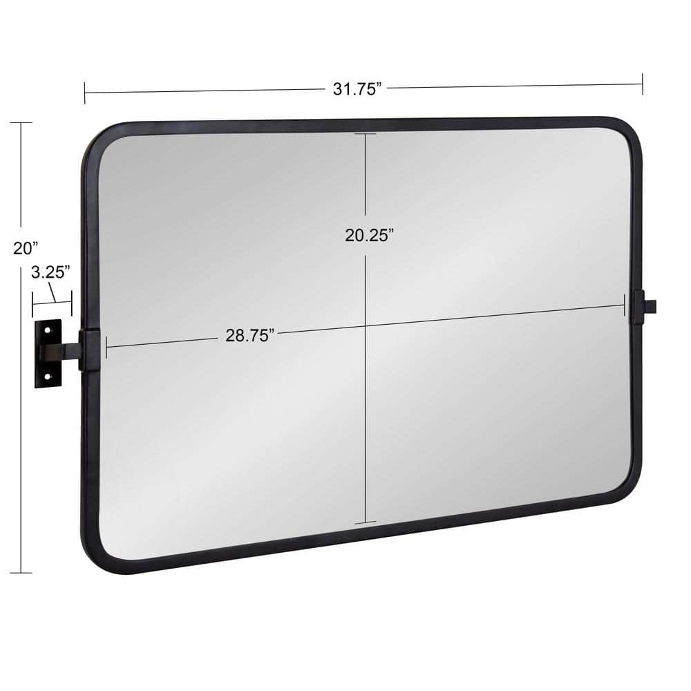 Elijah 33.5'' Black Iron Rectangular Pivot Wall Mirror