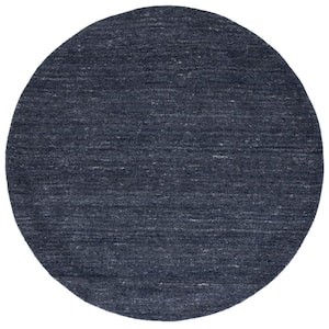 Himalaya Black/Grey 7 ft. x 7 ft. Solid Color Round Area Rug