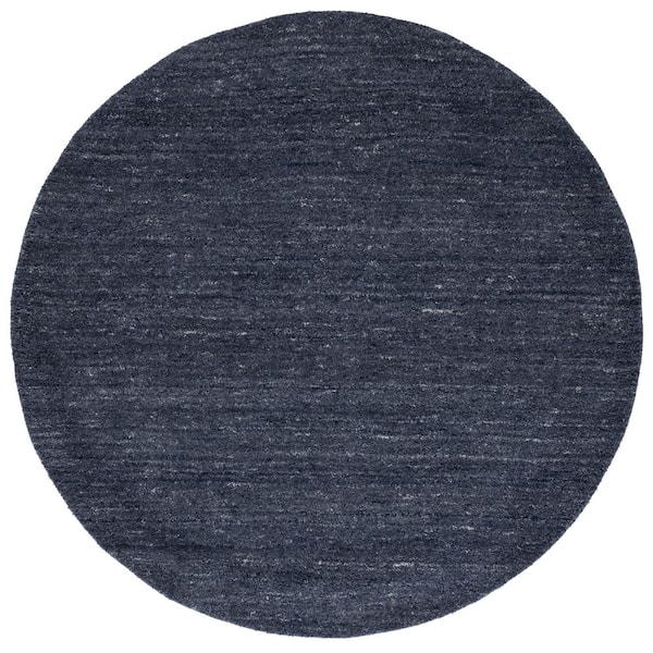 Himalaya Black/Grey 7 ft. x 7 ft. Solid Color Round Area Rug