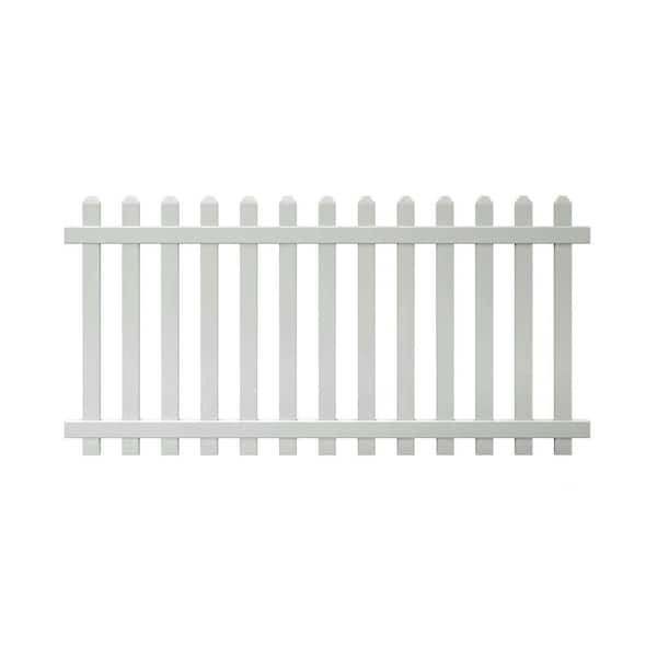 Veranda Glendale 4 ft. H x 8 ft. W White Vinyl Spaced Picket Unassembled Fence Panel with Dog Ear Pickets