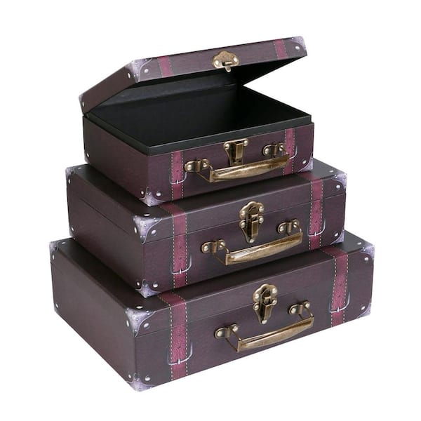 Afoxsos Brown Cardboard Decorative Box with Lid 3-Pack