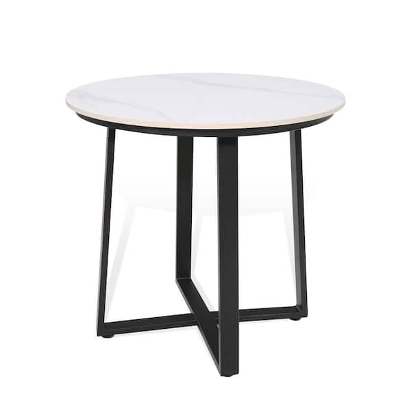 PEAK HOME FURNISHINGS STIPA Aluminum Outdoor Side Table with Sintered Stone Tabletop