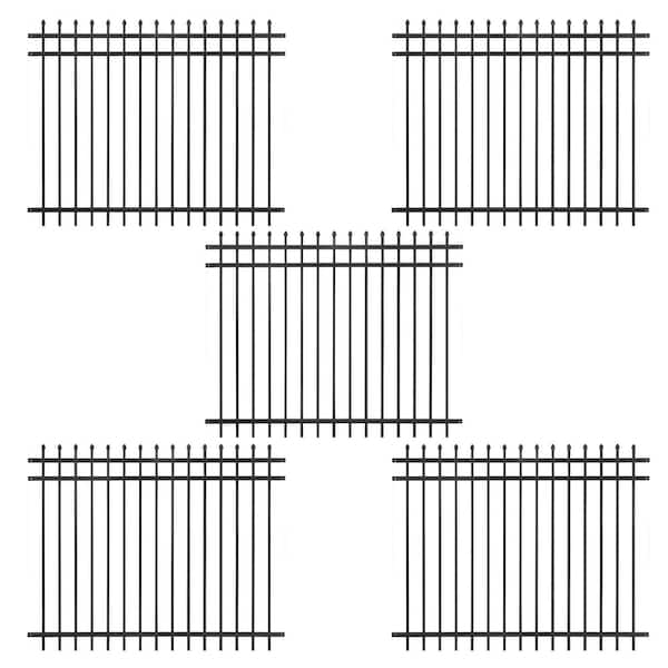 Fencer Wire 5 ft. x 6 ft. Heavy-Duty Steel Spaced Bar Pointed Pinnacle Metal Fence Panel (Pack of 5)