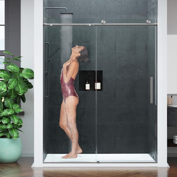 ANZZI Mountain 60 in. Reversible Frameless Sliding Deco-Glass