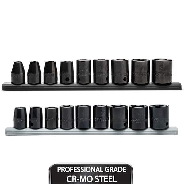 3/8 in. Drive Standard SAE/MM 6-Point Impact Socket Set (18-Piece)