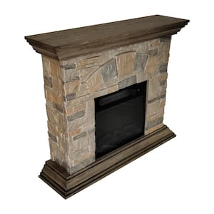 40 in. Freestanding Electric Fireplace in Bisque x Muddy
