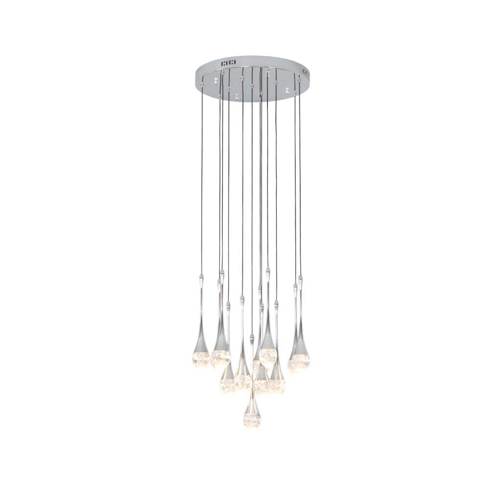 12 Lights Raindrop Chrome Crystal LED Chandeliers for Dining Room Entrance Stairs,3000 K Warm Light price history on PriceWatchPro
