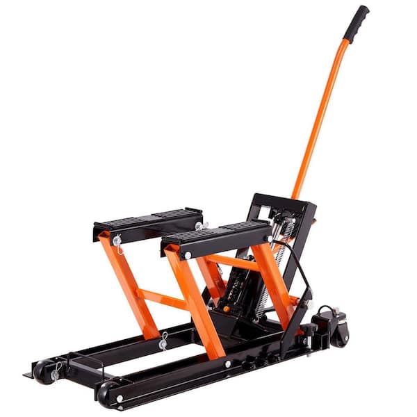 1500 lbs. 4.7 in. -15 in. Steel Hydraulic Motorcycle Jack Stand with 4 Wheels
