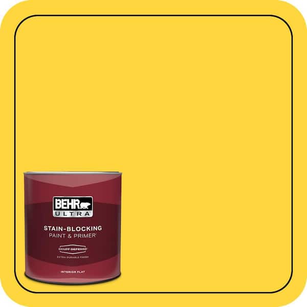 BEHR ULTRA 1 qt. #380B-6 Lemon Tart Extra Durable Flat Interior Paint & Primer