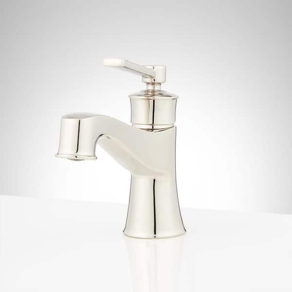 SIGNATURE HARDWARE Pendleton Single Handle Mid Arc Single Hole Bathroom Faucet with Spot Resistant in Polished Nickel