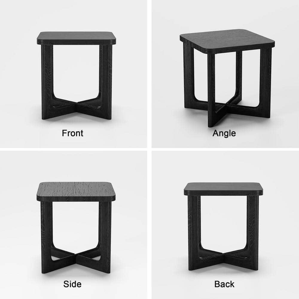 Front, angle, side, and back views of the end table.