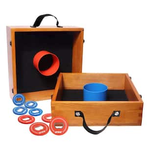 Portable Premium Oak Wood Washer Toss Game Set for Adults and Family