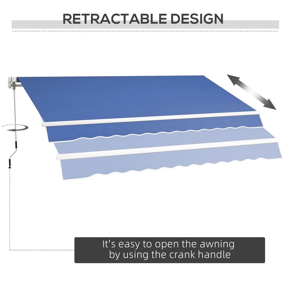 Outsunny 12' x 10' Dark Blue Retractable Patio Awning