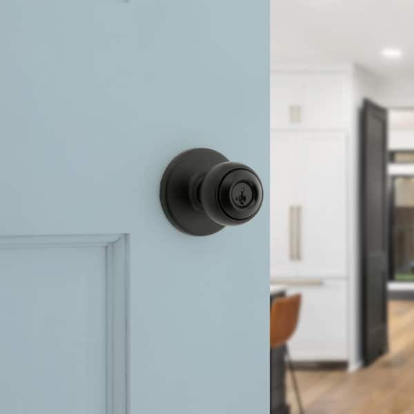 Polo Matte Black Keyed Entry Doorknob 1.875 in Featuring Smart Key Security