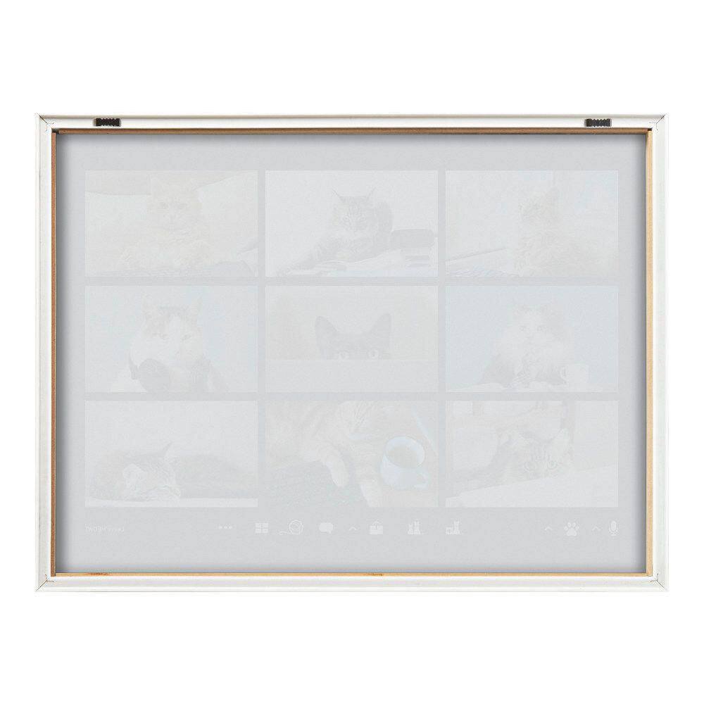 18" x 24" Natural Framed Video Chat Cats Glass Wall Art