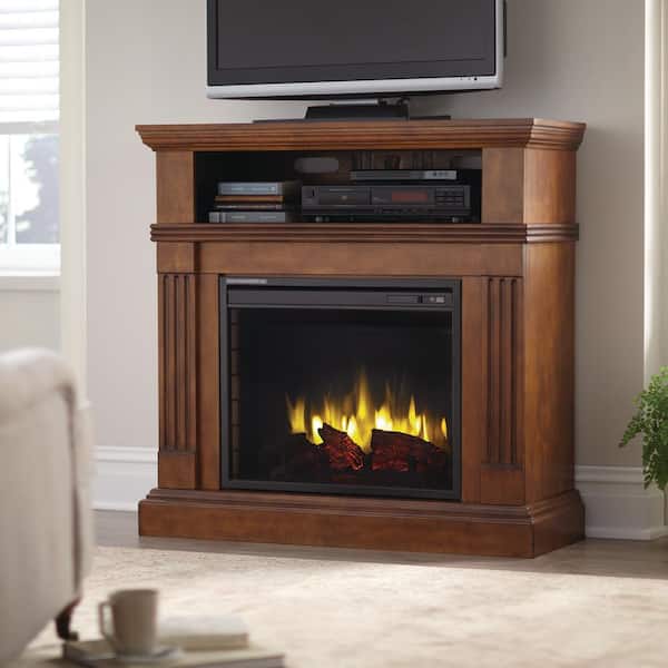 Pleasant Hearth Dorsett 40 in. Freestanding Electric Fireplace TV Stand in Heritage Walnut