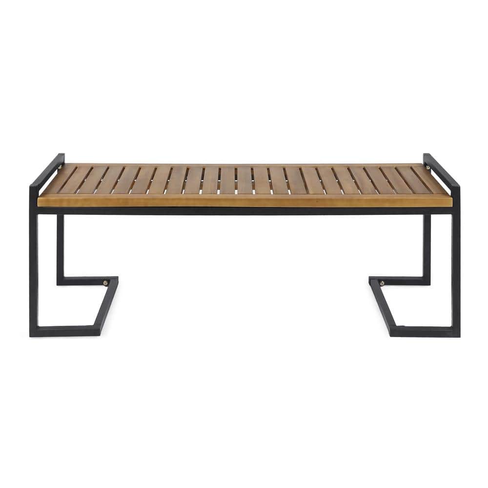 "54"" Industrial Acacia Wood & Metal Bench Teak Finish Black Frame" price history on PriceWatchPro