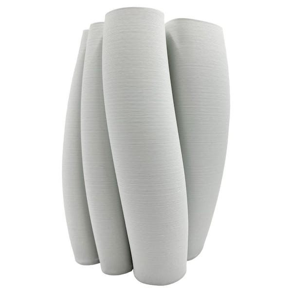 castellousa White 11 in. Tall White Geometric Ceramic Vase