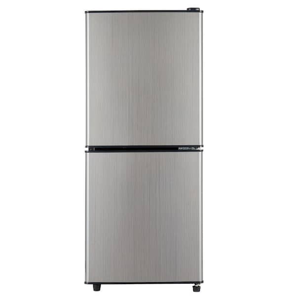 Xspracer 16.73 in. 3.6 cu. ft. Dual Zone Refrigerator in Brushed Gray Silver with LED Lighting and Adjustable Shelves