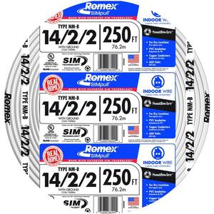14/3 W/GR 75' FT ROMEX INDOOR ELECTRICAL WIRE ALL LENGHTS AVAILABLE 