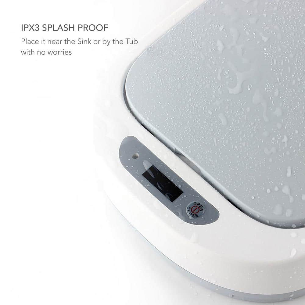 White Plastic 1.8 Gallon Touchless Motion Sensor Trash Can