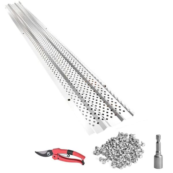 5 in. Aluminum Gutter Guard Cover with Screws Included 8-Pieces 28 ft. DIY Gutter Protection Fit Any Roof or Gutter Type