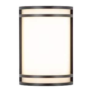 1-Light Oil-Rubbed Bronze Dimmable 15-Watt LED Wall Light with Acrylic Shade