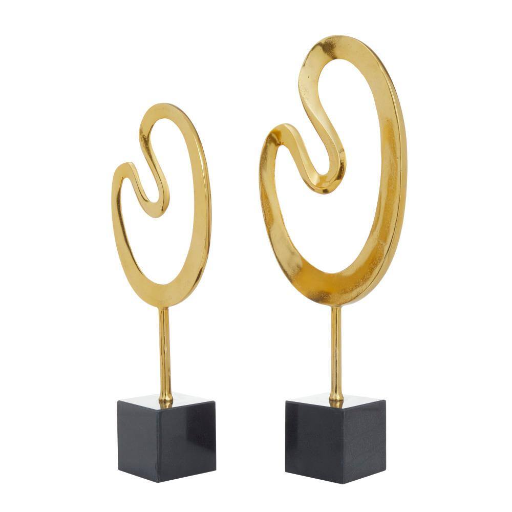 Contemporary Gold Marble Abstract Sculpture Set