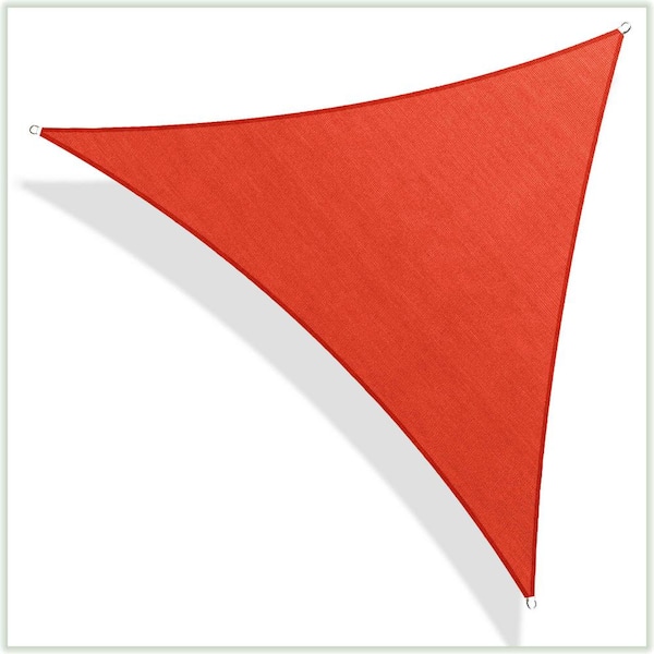 COLOURTREE 10 ft. x 10 ft. 190 GSM Red Equilateral Triangle Sun Shade Sail Screen Canopy, Outdoor Patio and Pergola Cover