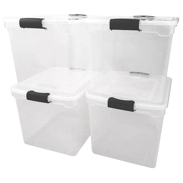 HOMZ 56 qt. Underbed Secure Latching Plastic Storage Container in Clear  (4-Pack) 2 x 3460CLRDC.02 - The Home Depot