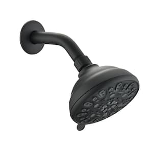 7-Spray Patterns with 1.8 GPM 4.72 in. Wall Mount Rain Fixed Shower Head in Matte Black