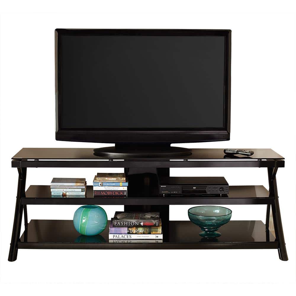 Lucio 65'' Black Metal and Glass Media Console