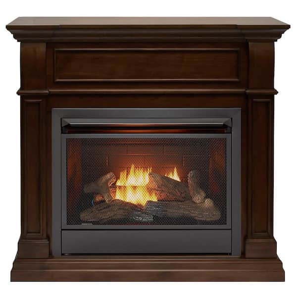 Duluth Forge Dual Fuel Ventless Gas Fireplace - 26,000 BTU, Remote Control, Walnut Finish