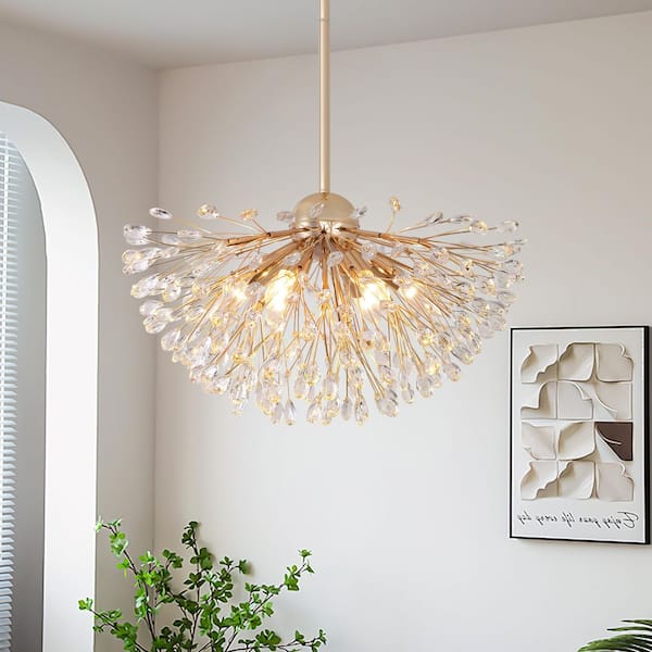 GoYeel 6-Light Gold Modern/Contemporary Firework Shape Crystal Chandelier