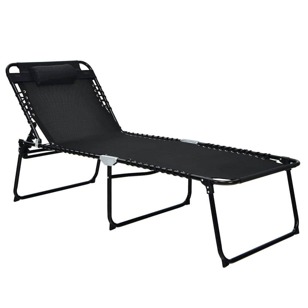 Reviews for Costway Black Metal Folding Outdoor Chaise Lounge Chair 4