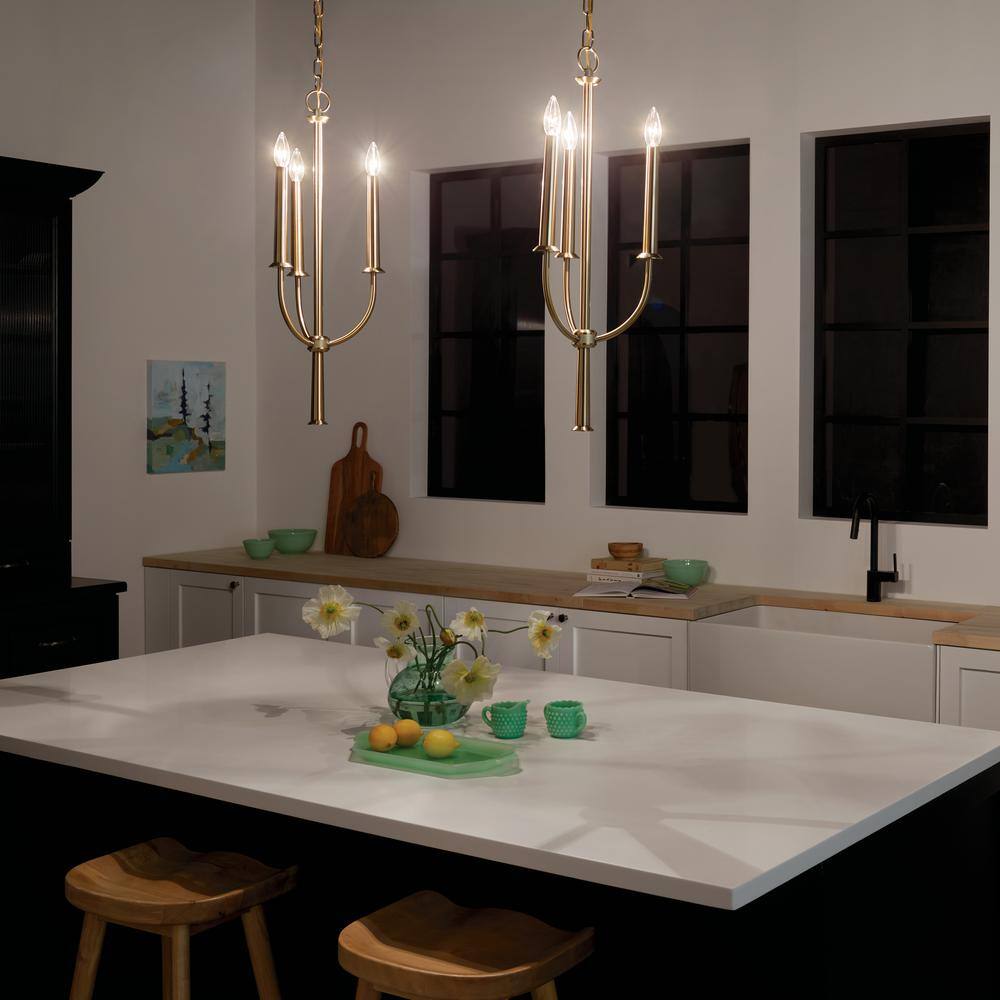 Florence Brushed Brass 3-Light Mini Candle Chandelier