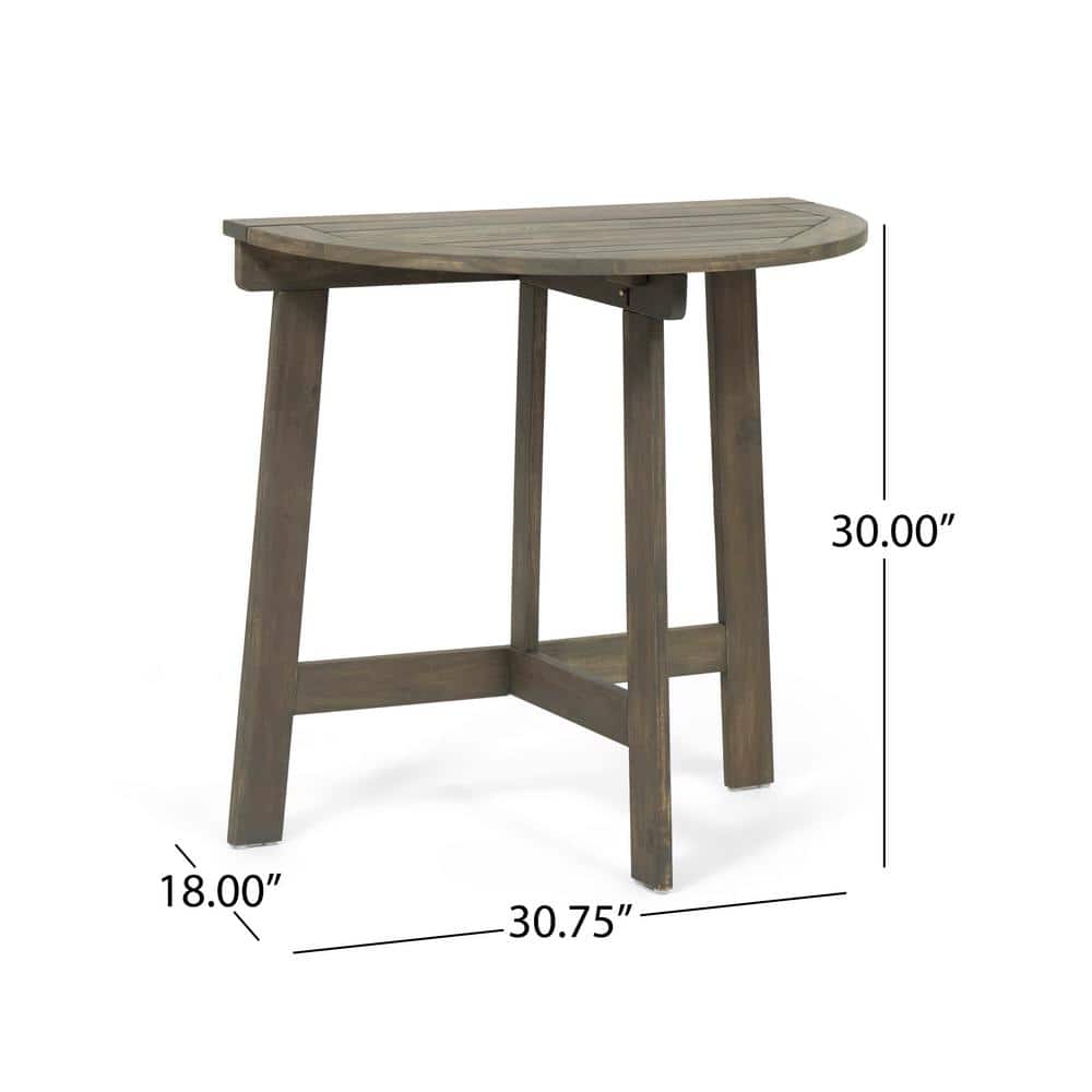 Gray Acacia Wood 3-Piece Foldable Outdoor Bistro Set