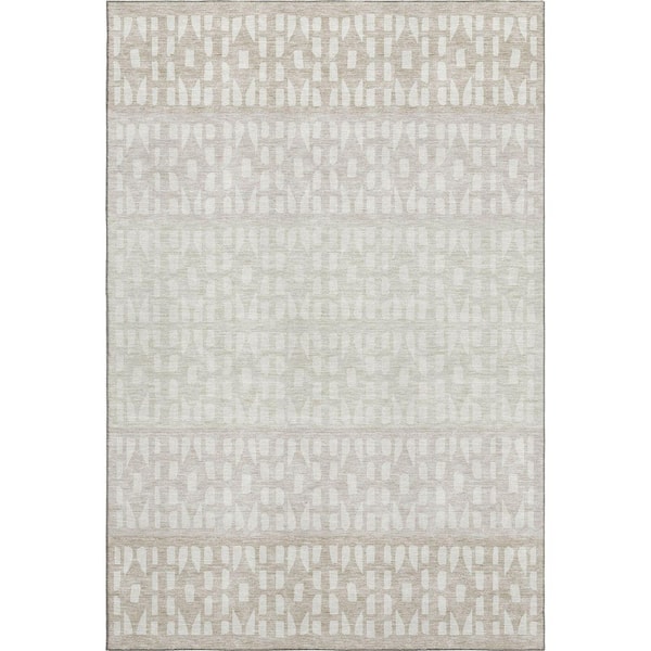 Mayfield Premium Machine Washable Abstract AMF964 Ivory 2 ft. 6 in. x 3 ft. 10 in. Area Rug