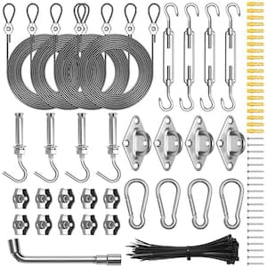 10ft Nylon Coated Steel Wire Rope Heavy Duty Sun Shade Sail Stainless Steel Hardware Kit with Accessories for Outdoor