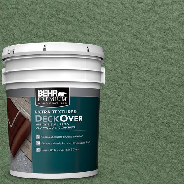 BEHR Premium Extra Textured DeckOver 5 gal. #SC-126 Woodland Green Extra Textured Solid Color Exterior Wood and Concrete Coating