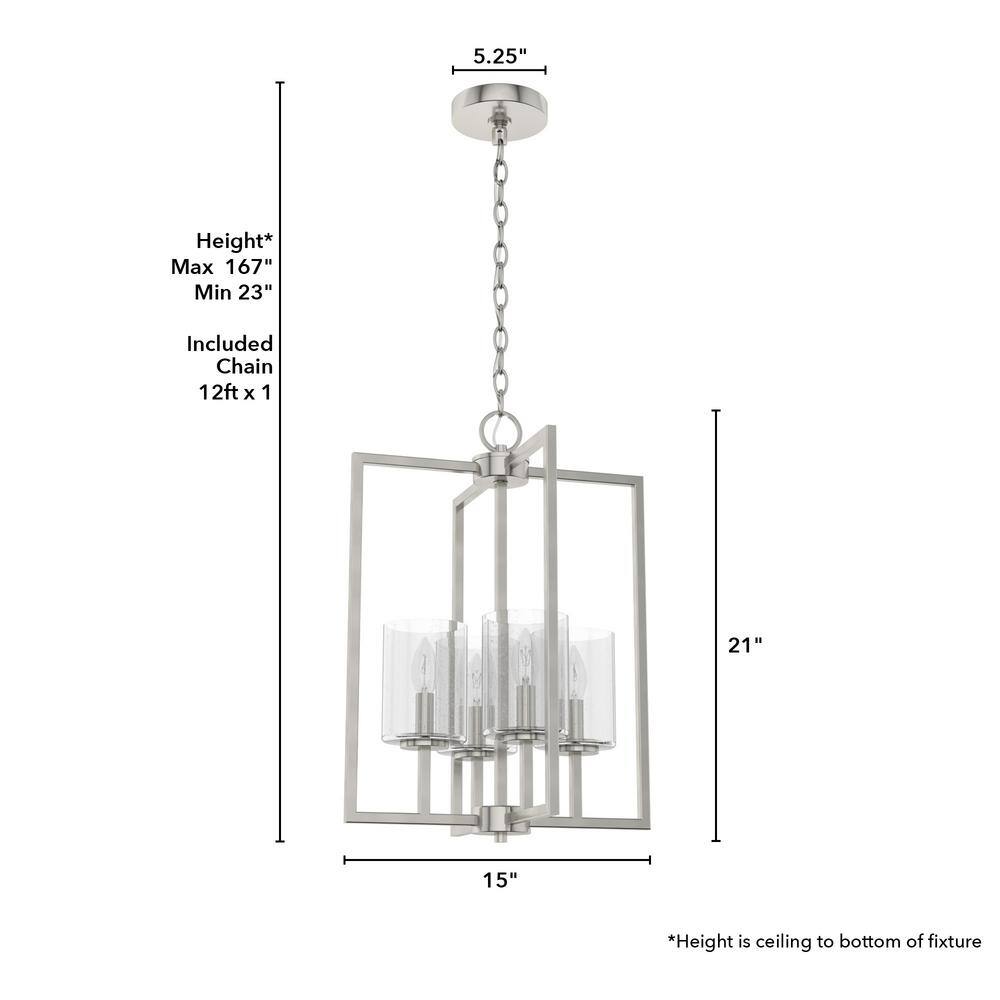 Kerrison 21" Brushed Nickel 4-Light Glass Pendant