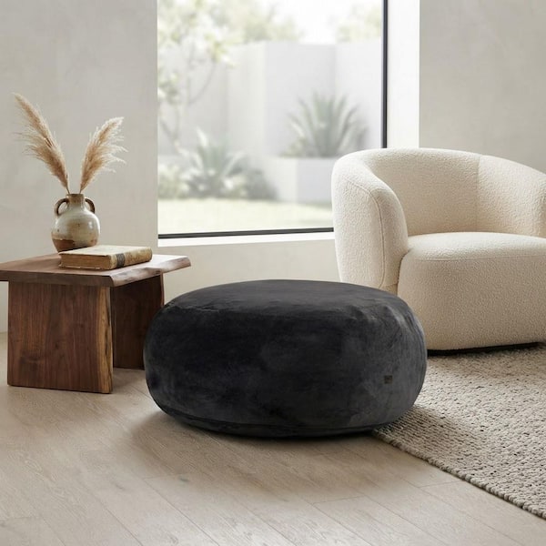 59.06 in. W Black Flannel Large Bean Bag for Living Room
