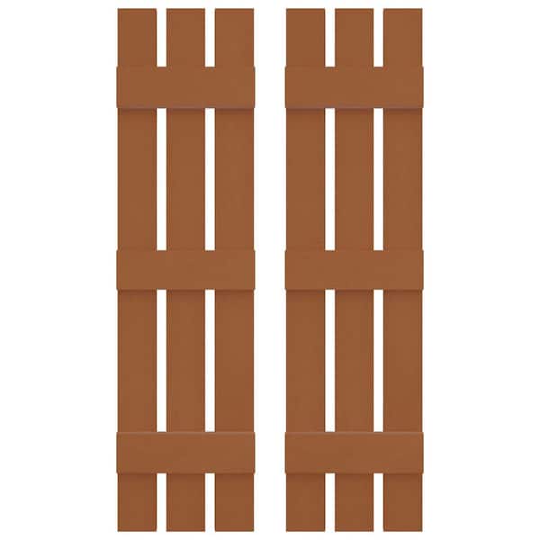 Builders Edge 12 in. W x 59 in. H Vinyl Board and Batten Shutters Pair in Treated Cedar