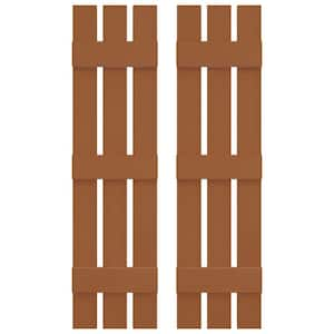 Builders Edge 12 in. W x 63 in. H Vinyl Board and Batten Shutters Pair in Treated Cedar