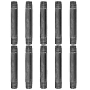 1/2 in. x 5 in. Black Industrial Steel Grey Plumbing Nipple (10-Pack)