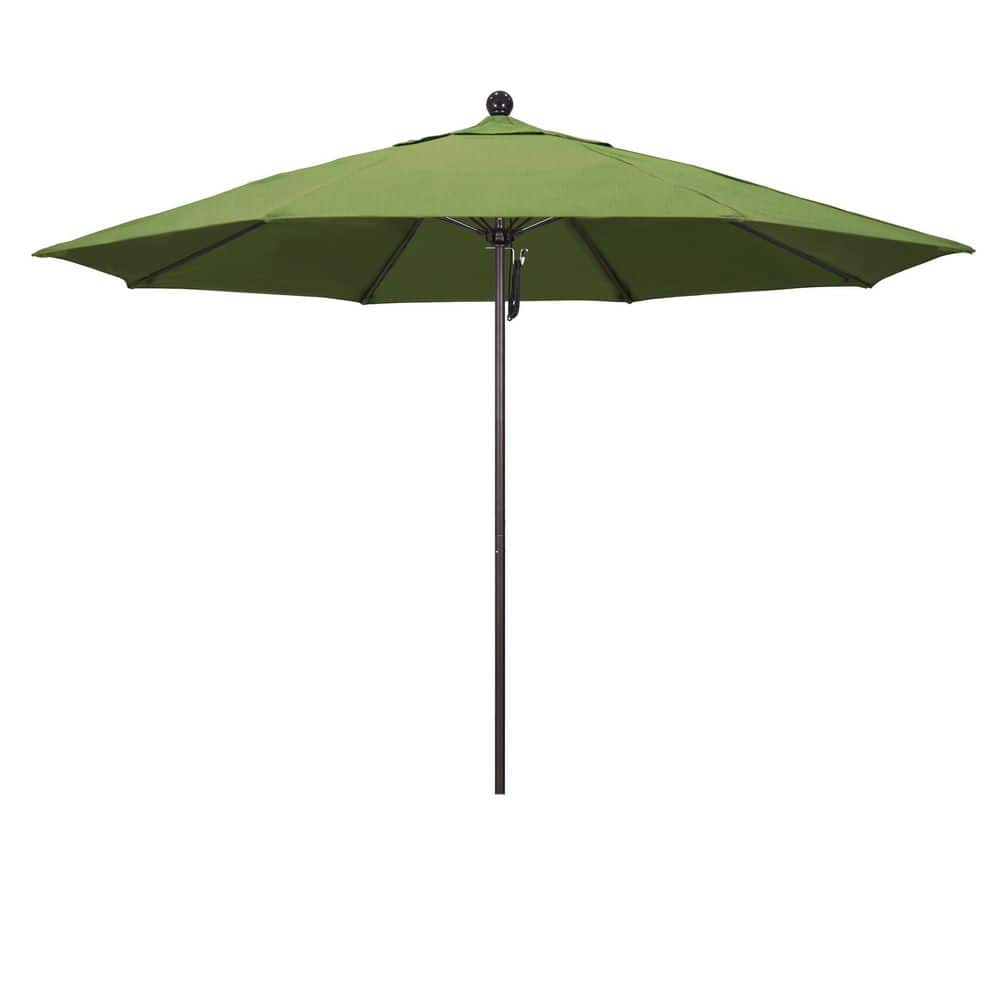 11 ft. Bronze Aluminum Market Patio Umbrella with Fiberglass Ribs Pulley Lift in Spectrum Cilantro Sunbrella price history on PriceWatchPro