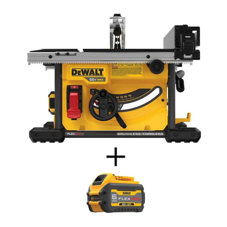 DEWALT FLEXVOLT 60V MAX Cordless Brushless 8-1/4 in. Table Saw Kit with FLEXVOLT 20V/60V MAX Lithium-Ion 6.0Ah Battery Pack