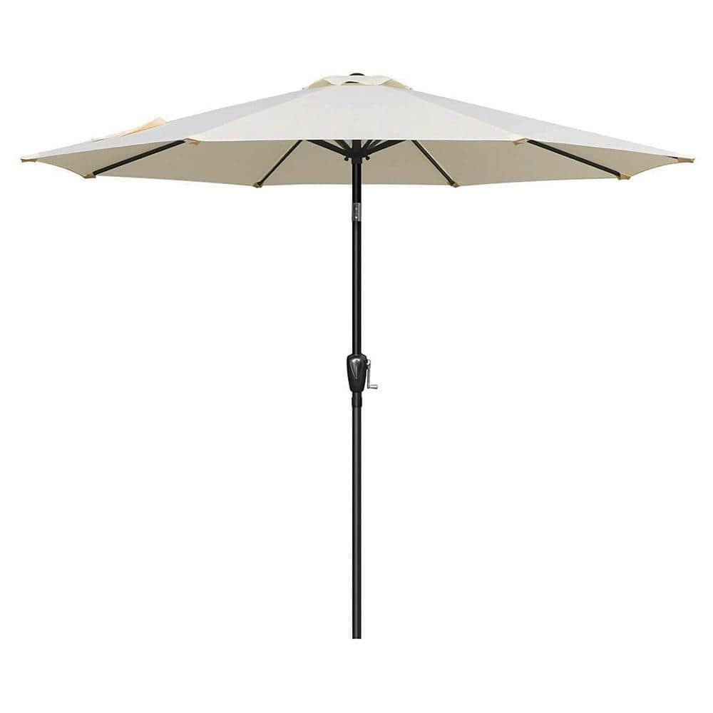 Summer 9 ft. Outdoor Market Patio Umbrella with Button Tilt, Crank and 8 St