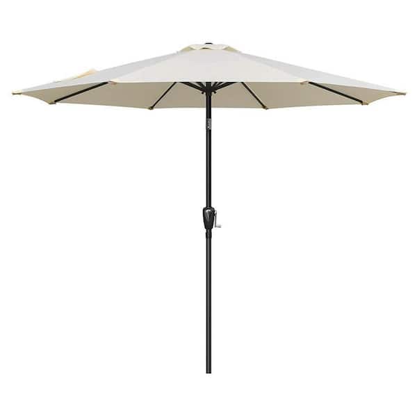 Unbranded Summer 9 ft. Outdoor Market Patio Umbrella with Button Tilt, Crank and 8 Sturdy Ribs for Garden in Beige