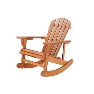 Walnut Brown Adirondack Rocking Chair Solid Wood Chairs Finish Outdoor Furniture for Patio